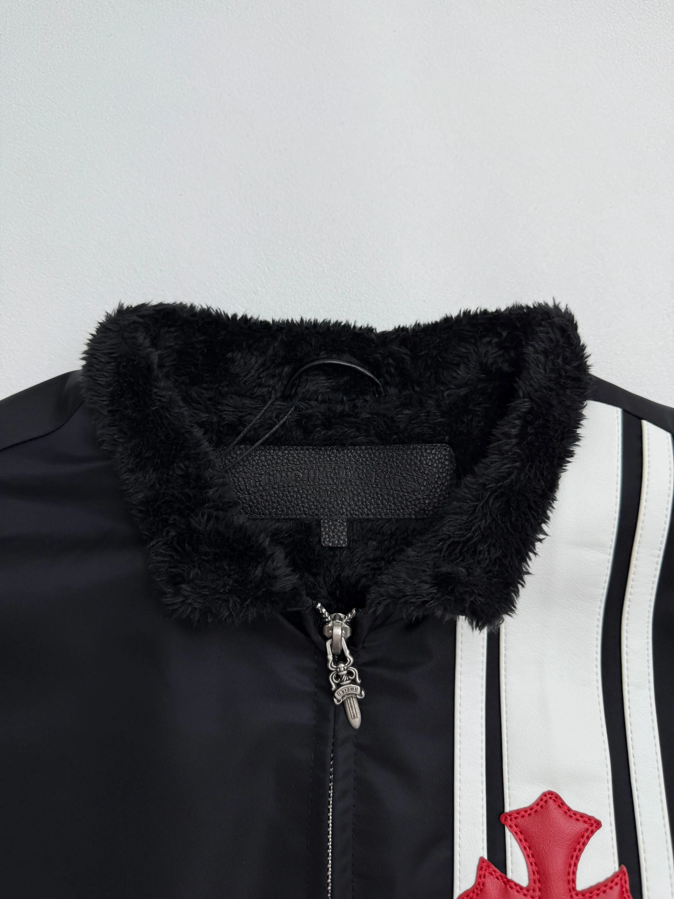 P730 Chrome Hearts Chrome Hearts embroidered leather and velvet jacket S/M/L/XL
